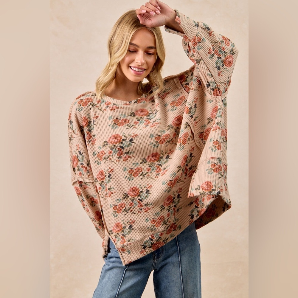 ⚡️ 📦 BiBi “ Winter Bloom “ Waffle Pullover | Taupe - Picture 11 of 12